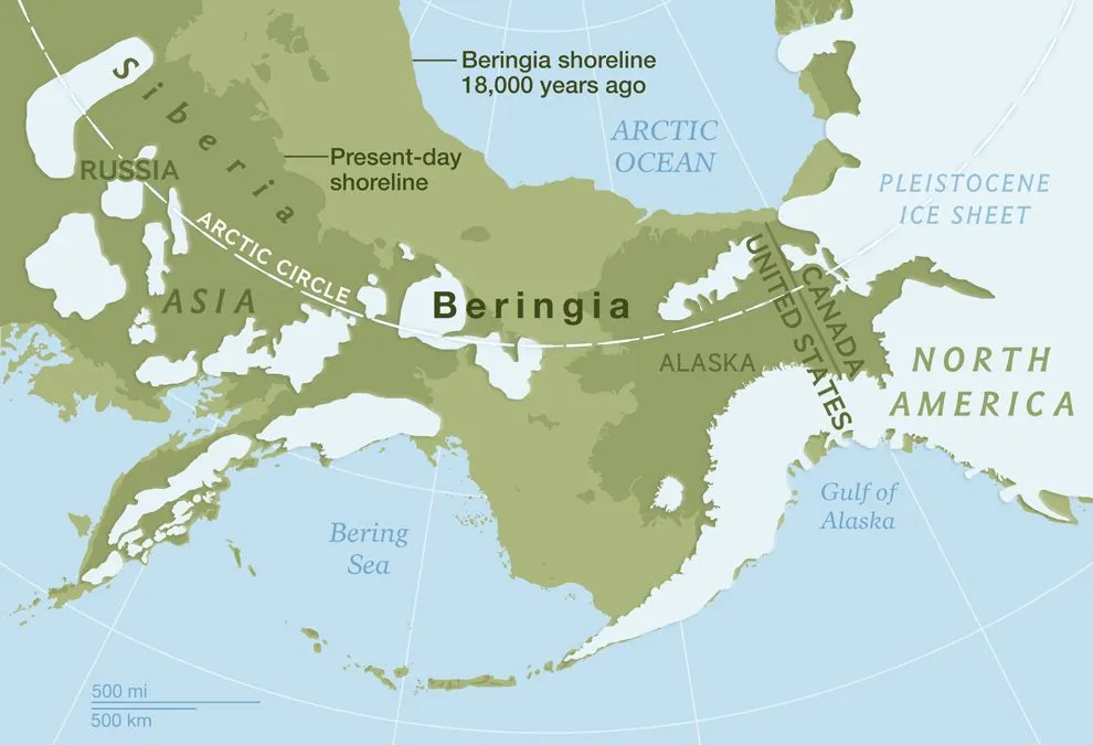 Пролив разделяющий азию северную америку. Чукотка и Аляска на карте. Сухопутный мост Берингия. Берингов пролив на карте Северной Америки. Берингийский перешеек.