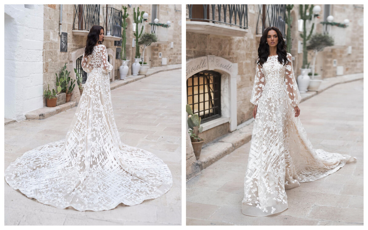 Закрытое свадебное платье для венчания