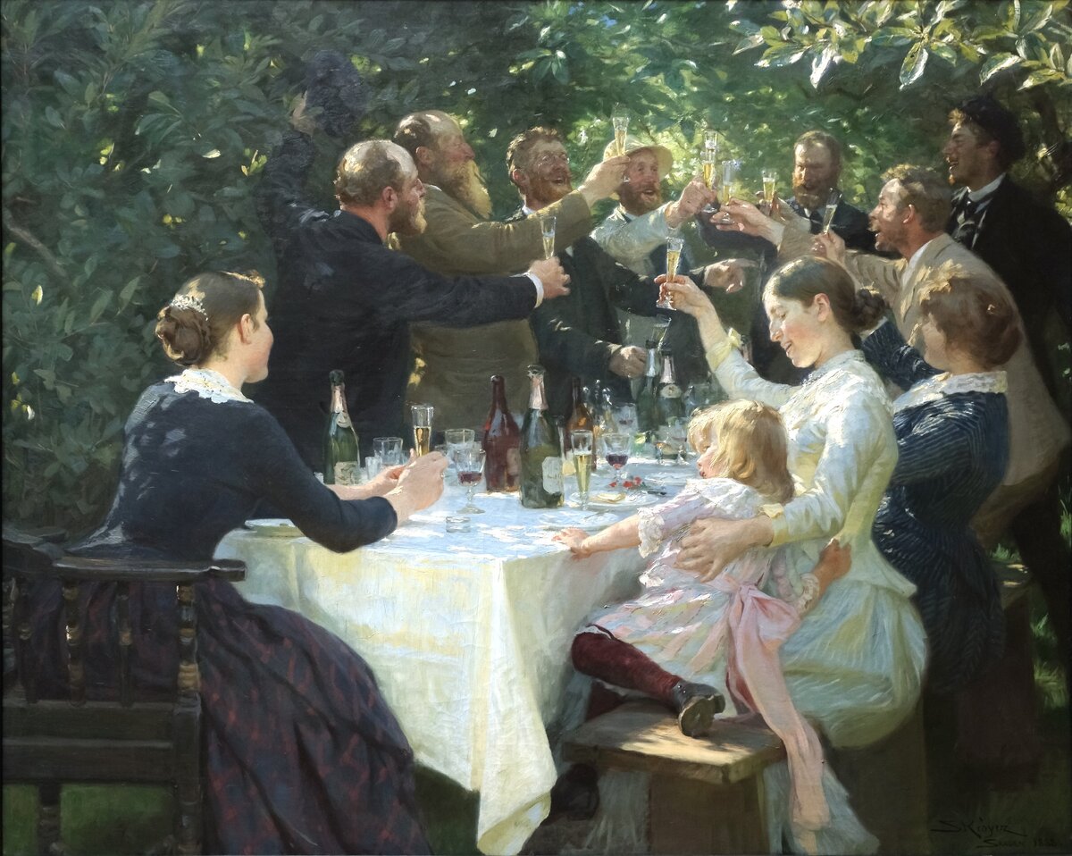 «Гип-гип ура! Праздник художников в Скагене». А. С. Кройер. 1888