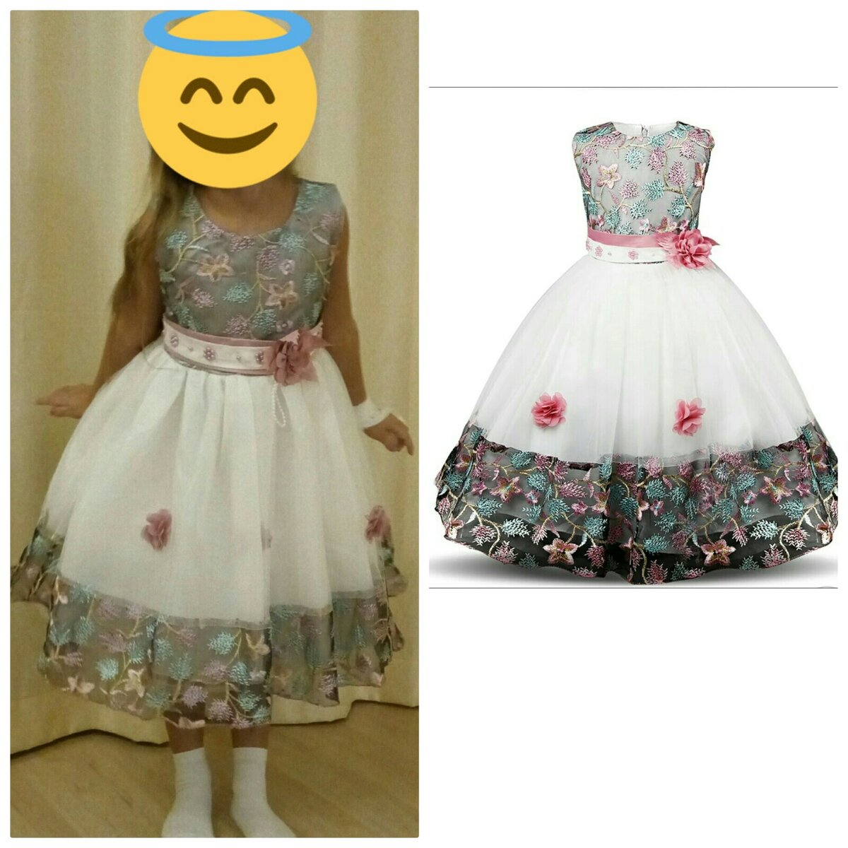Справа платье на фото у продавца, слева на моём ребенке.