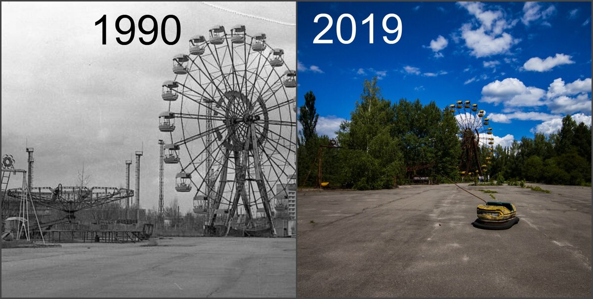 Припять меняется на глазах: новая подборка фотосравнений о том, что делает время с городом-призраком