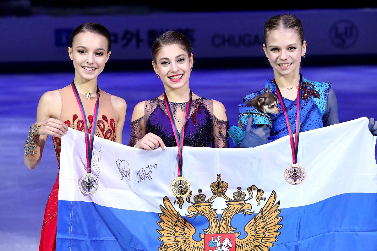 Анна Щербакова, Алена Косторная и Александра Трусова (слева-направо). Фото: Yohei Osada/AFLO/Global Look Press