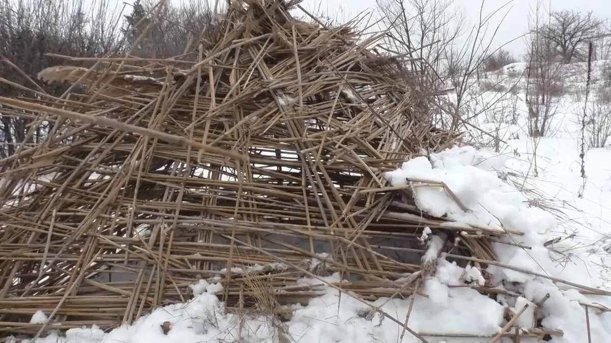 Снежный дом из камыша и снега. Часть 1