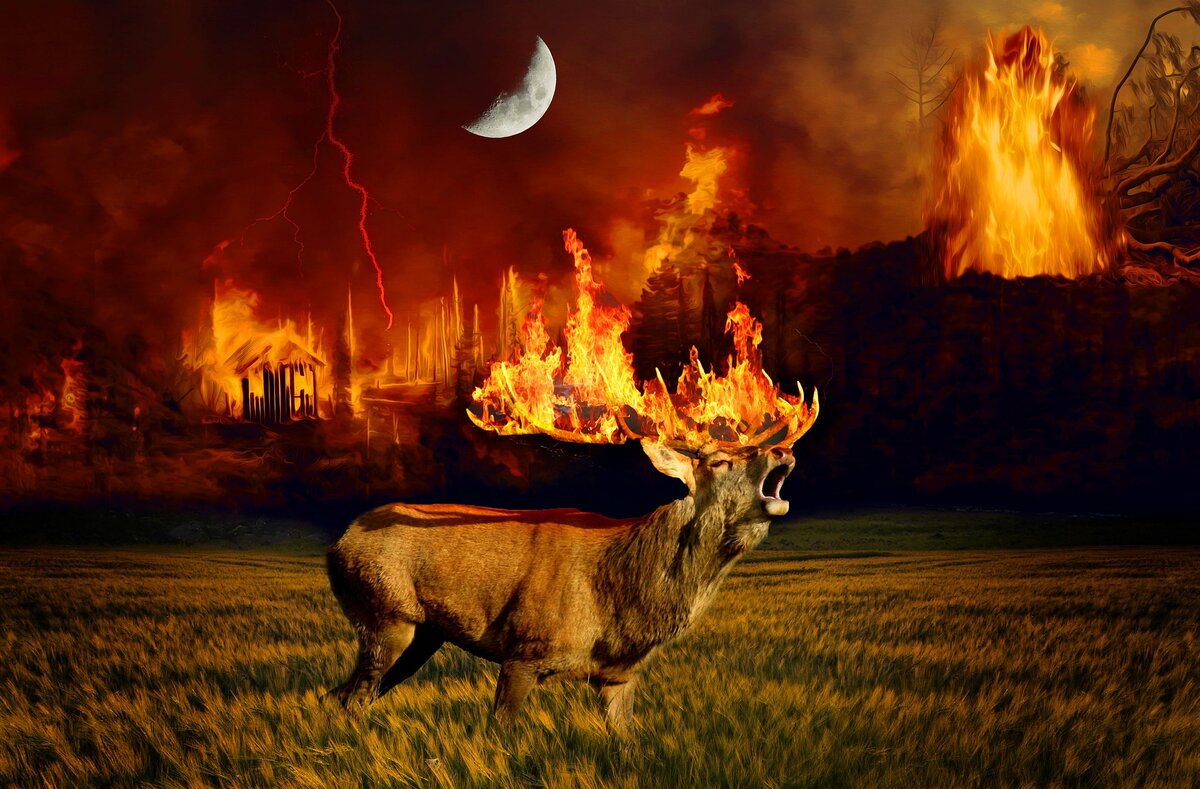 Горящий лось. Лесные пожары. Пожар в лесу и звери. Пожар Лесной животные. Горящий лес с животными.