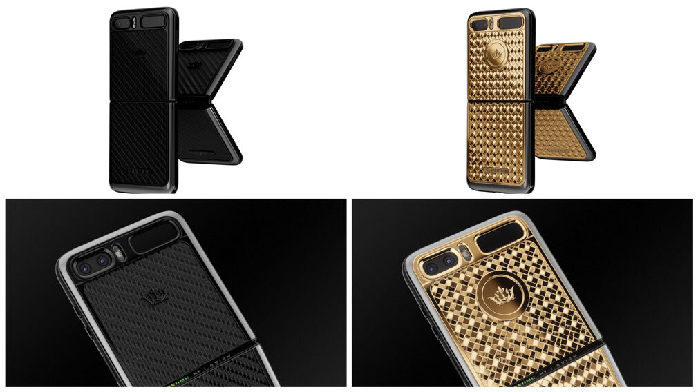 Samsung Galaxy Z Flip в версии Carbon Titanium и Gold от Caviar