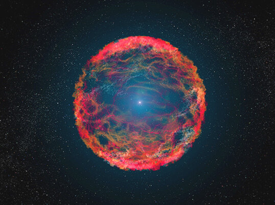 Вспышка 1993 J в представлении художника. Источник: НАСА, Европейское Космическое Агенство. Wikimedia.