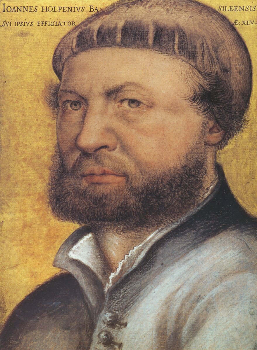 Ганс Гольбейн Младший, Автопортрет (1542).                                                                                      Бумага, пастель. 32х26 см. Галерея Уффици