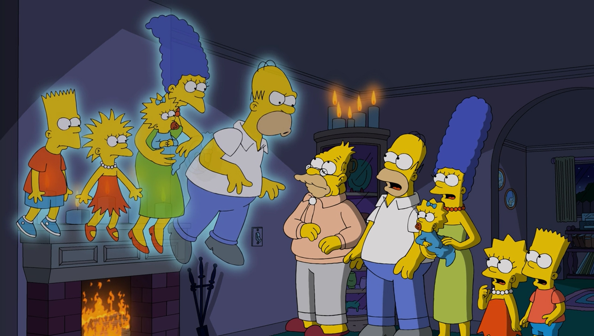 Первоначальный вид Симпсонов и окончательный.