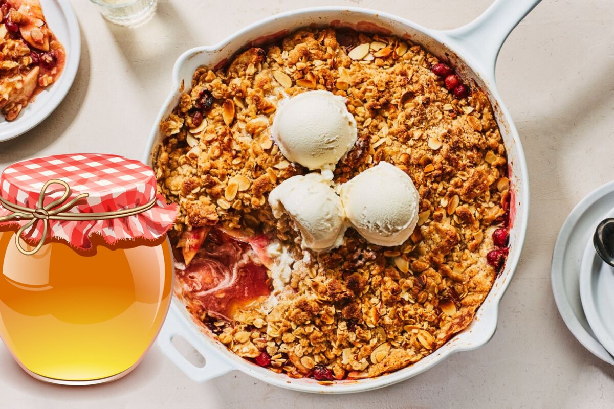 Oat Crumble with Ginger Pear and Blueberries