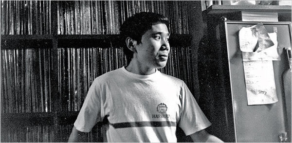 Haruki Murakami at his jazz bar, Peter Cat, in Sendagaya, Tokyo, 1978.