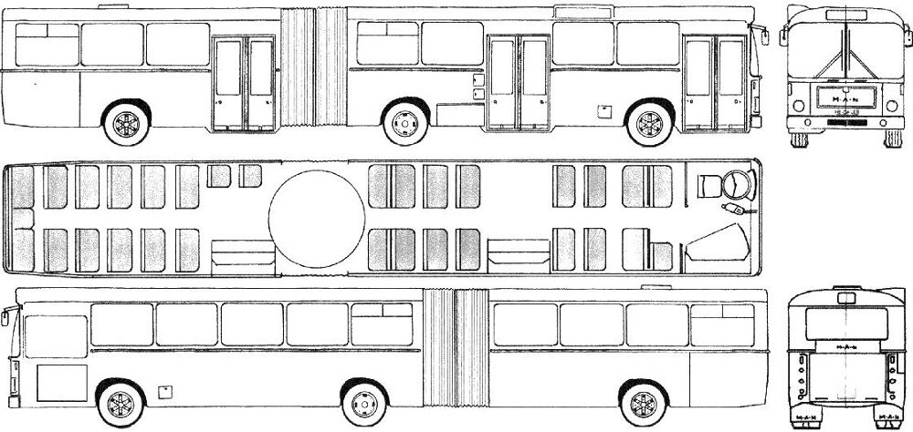 Чертежи автобуса с двумя гармошками Mercedes-Benz O 305/O 305G: лучший из "стандартных". Часть 2 НПАП № 1 Икарус Дзе