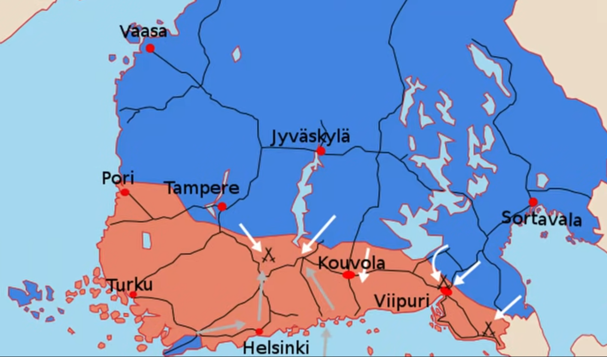 Гражданская война в финляндии карта