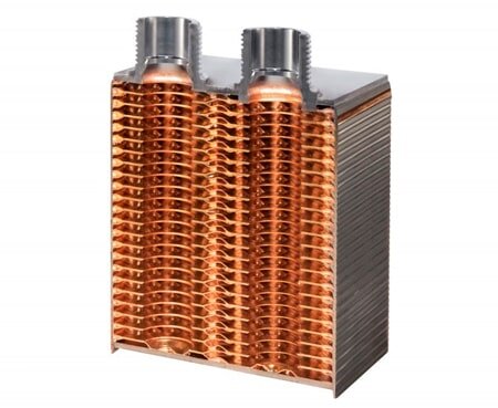 Паяный пластинчатый теплообменник в разрезе