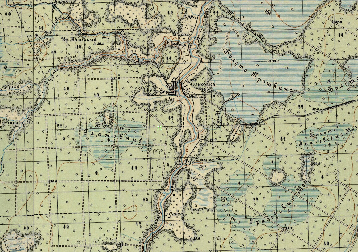 Карта 1937 года, можно найти почти все указанные в отчёте топографические объекты