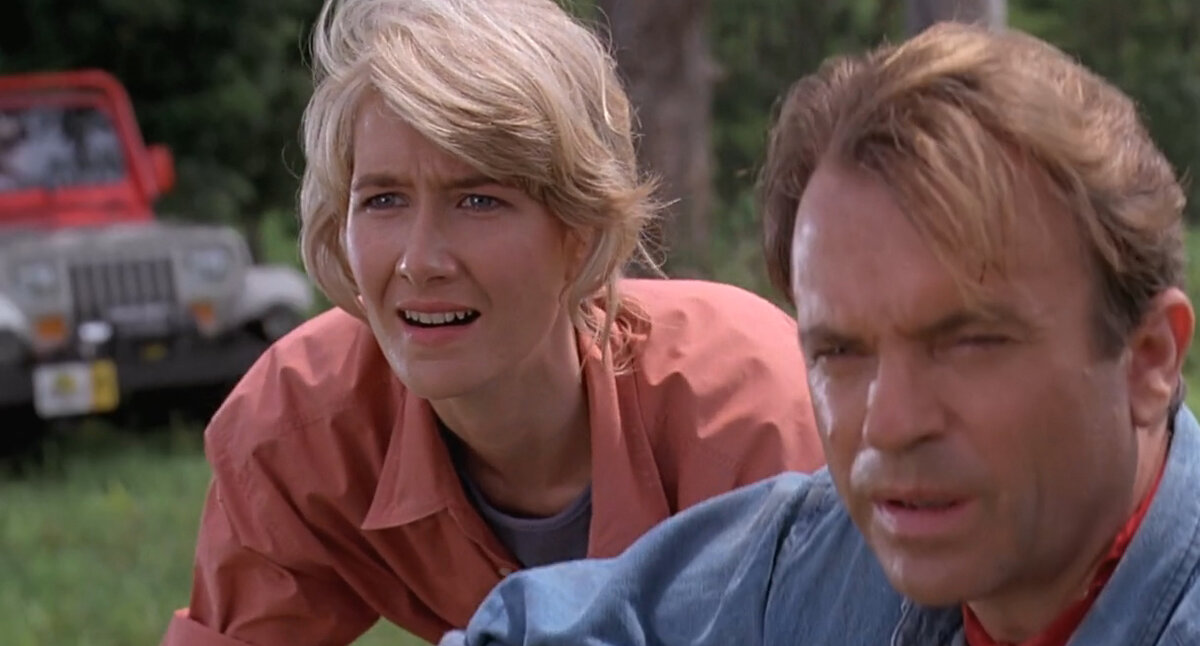 Кадр из кинофильма "Парк Юрского периода", 1993 г., режиссер Стивен Спилберг, сценаристы Майкл Крайтон, Дэвид Кепп, композитор Джон Уильямс (скриншот)