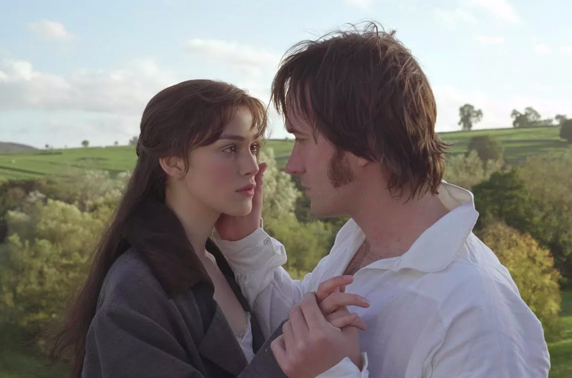 Кира Найтли в роли Элизабет Беннет и Мэттью Макфэдиен в роли мистера Дарси в фильме «Гордость и предубеждение», 2005