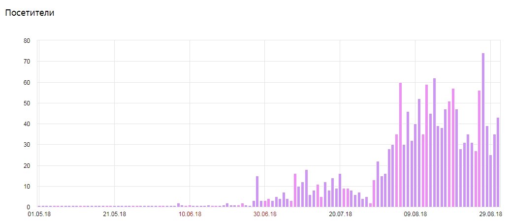 График уникальных посетителей в Яндекс.Метрике через три месяца после запуска
