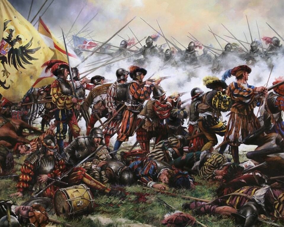 Наемники-ландскнехты в битве при Павии, 1525 год. Иллюстратор: Augusto Ferrer-Dalmau