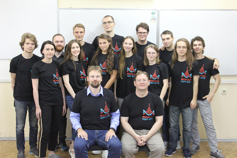 Участники iGEM Team Moscow 2019: Николай Кристовский, Александра Кузнецова, Александр Кудрявцев, Анна Вахрушева, Николай Чечулин, Юлия Качер, Петр Зайцев, Анна Грибкова, Никита Косарим, Ирина Талызина, Александр Кузнецов, Роман Новиков, Максим Боков, Алексей Шайтан, Дмитрий Карпов.