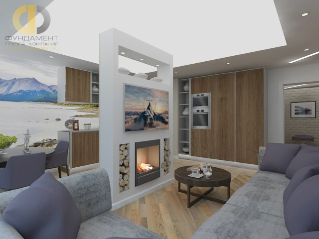 На фото: Кухня-гостиная в скандинавском стиле 