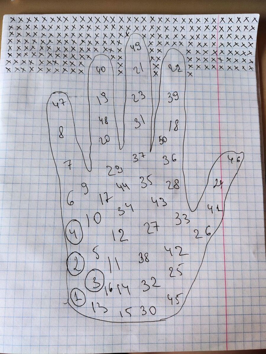 Здесь проставлены цифры до 50