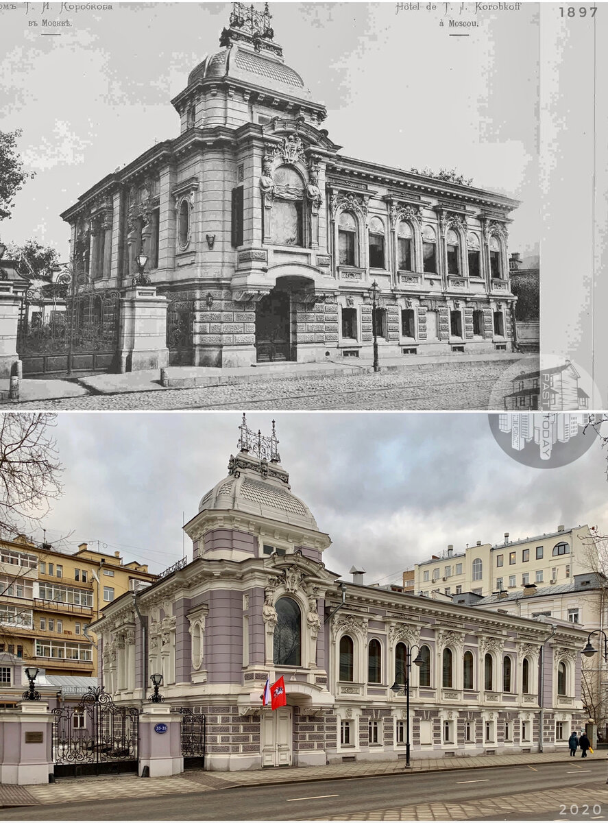 Пятницкая, 33. Всем известный особняк Коробковой до перестройки, удлинившей фасад.