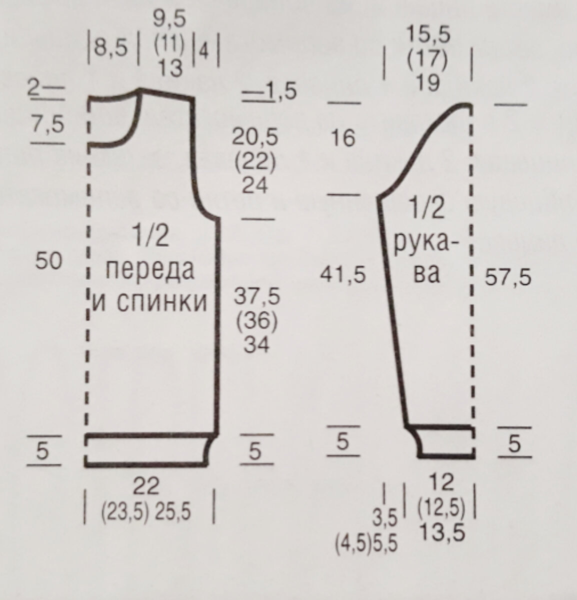 Выкройка для размеров 36/38 (40) 42/44.