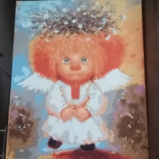 Эта фотография  как и предыдущая сделана с картины, которую я раскрасила и подарила своему внуку и его родителям. Фото из личного архива.