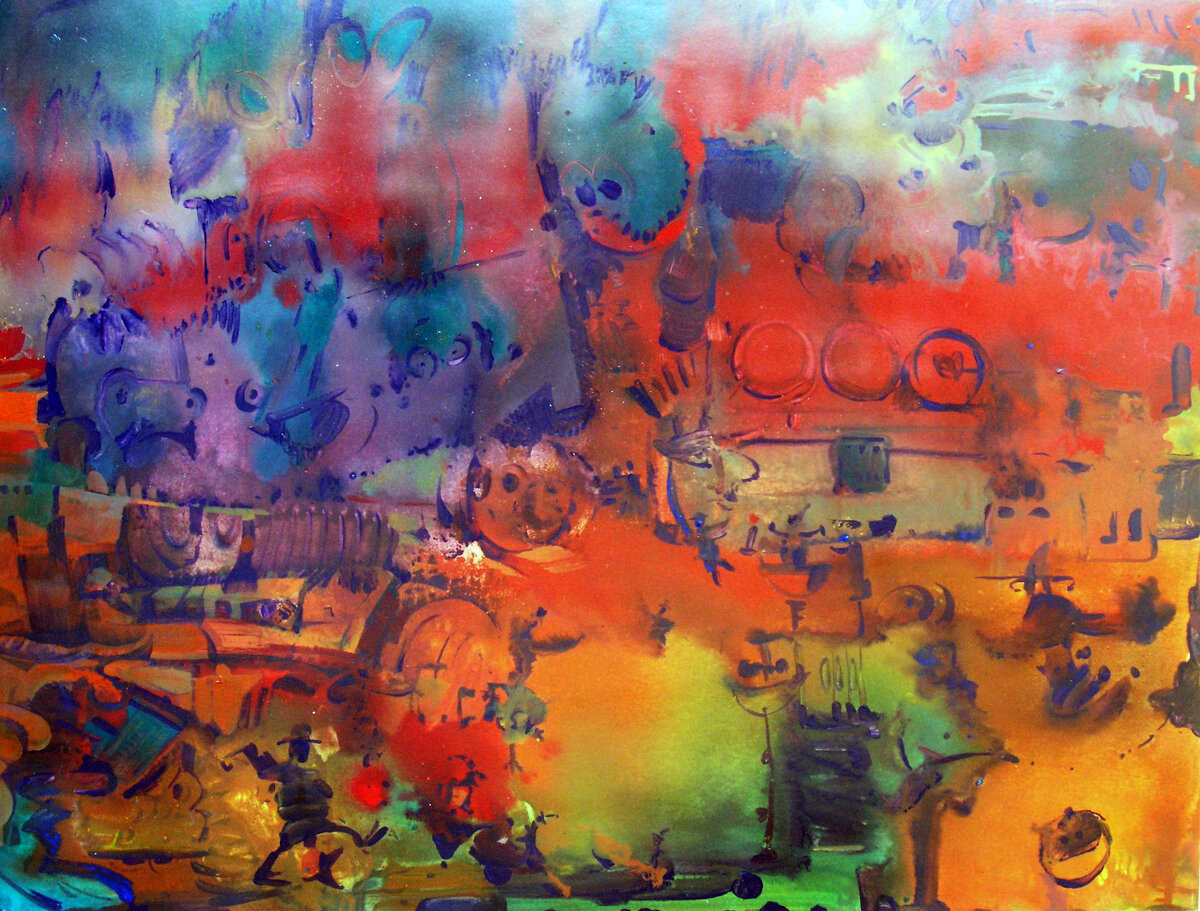 Сергей Галета.  Печная сказка - печного мира. картон. акрил. 65х85 см.