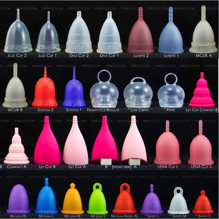Фото из открытых источников, разнообразие менструальных чаш