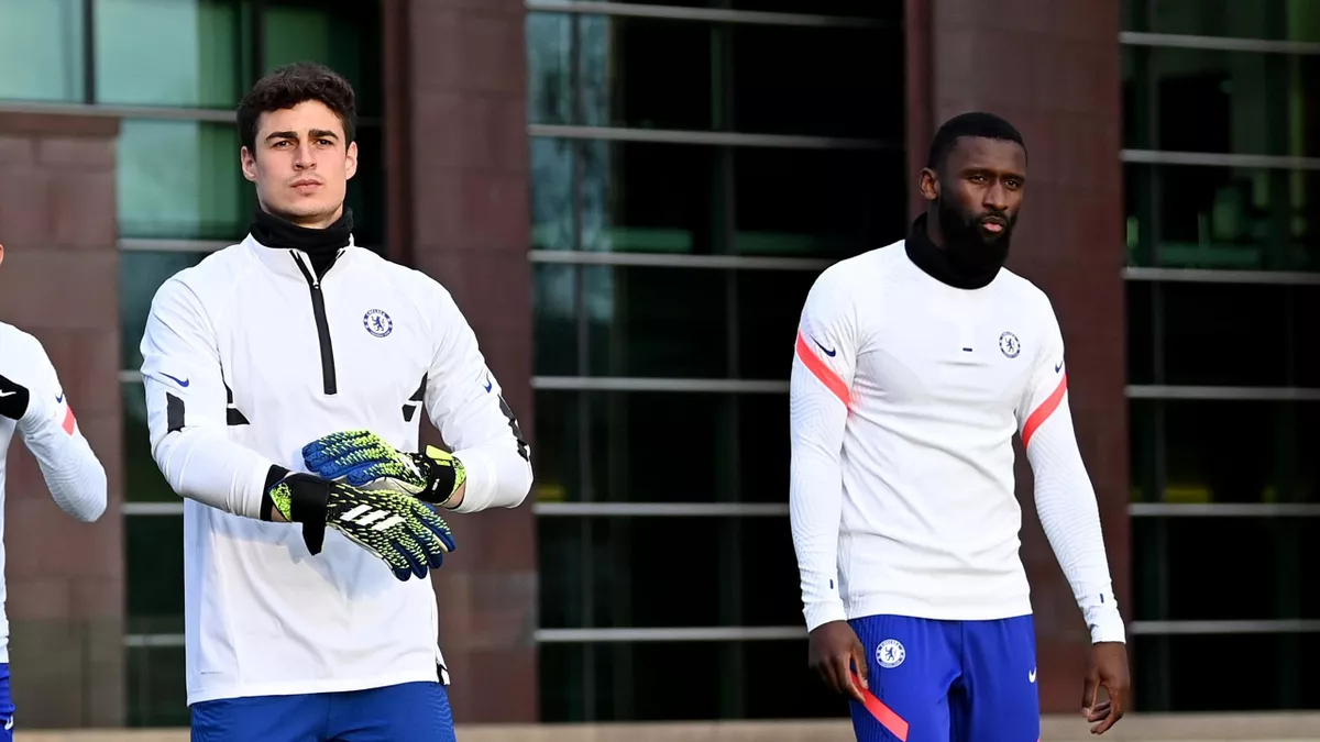 Кепа и Рюдигер на тренировке "Челси"