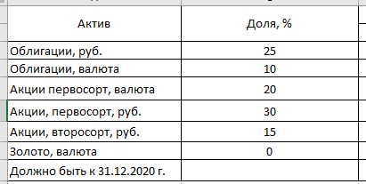 Первый вариант портфеля