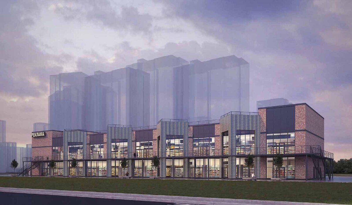 Рендер ТЦ «Фудхолл на Янгеля» проектировщика ООО "СК Норма"