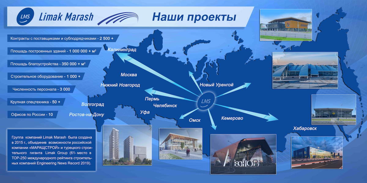 География проектов компании. Лимак Мараш. Проекты компании. Лимак фирма строительная.