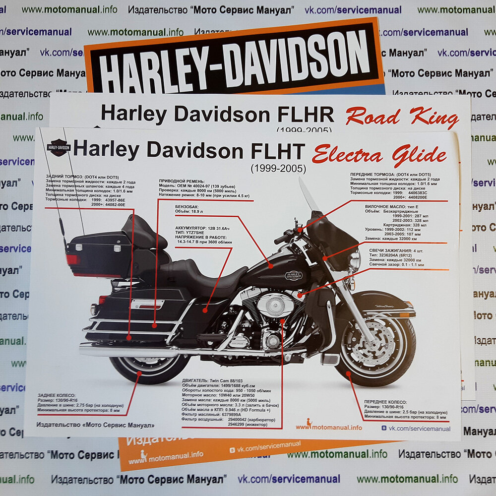 Сервисный (ремонтный) мануал на Harley Davidson FHL/FLT (1999-2005) Electra Glide & Road King c двигателем ТС88&103, размером 685 страниц (включая 28 цветных электросхем).-2-3