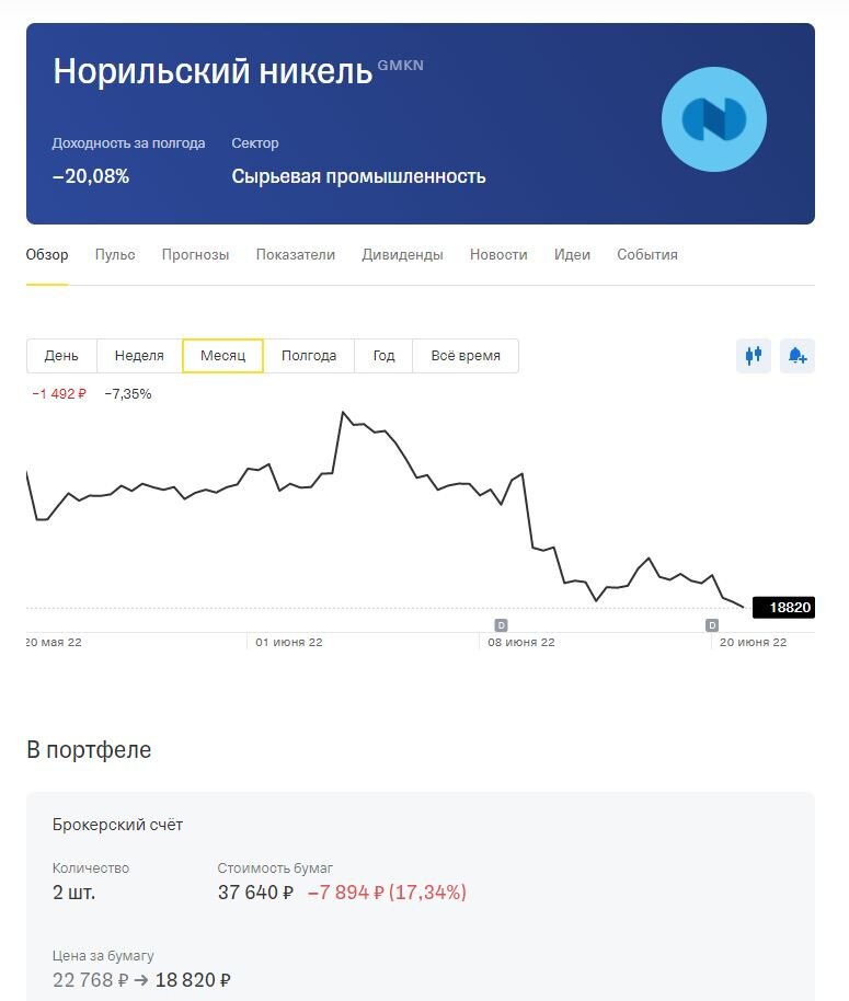 Норильский никель в портфеле