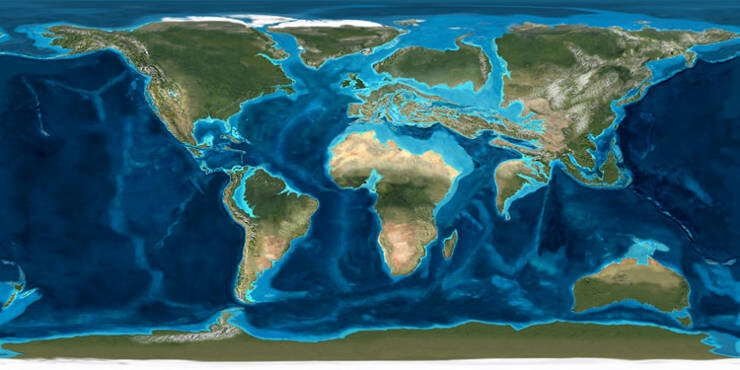 Реконструированная география Земли в раннем эоцене.