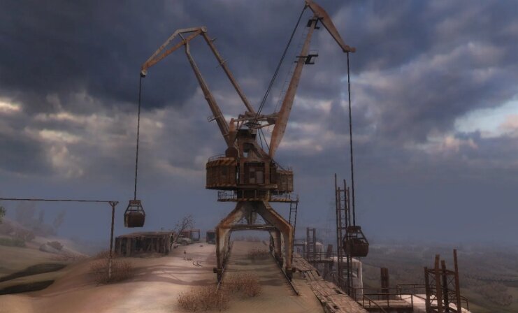 Портовые краны и сторожка(слева)