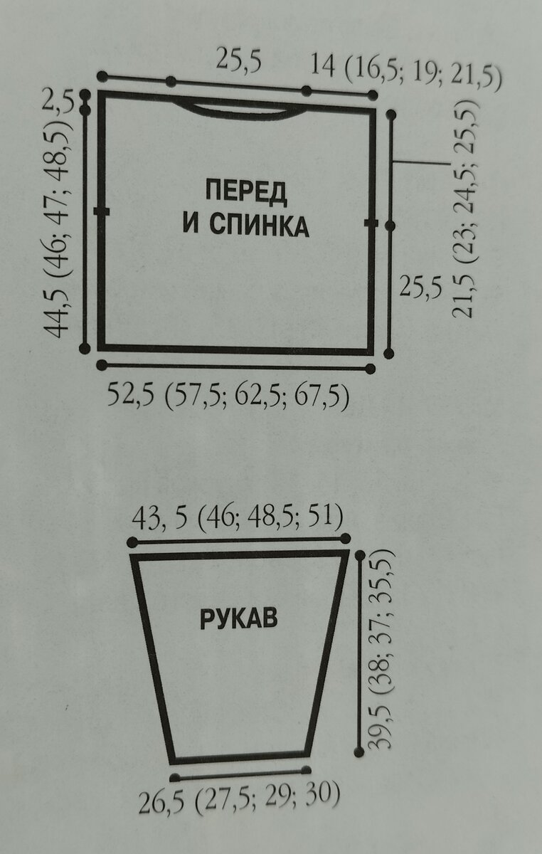 Выкройка на размеры 44/46/48