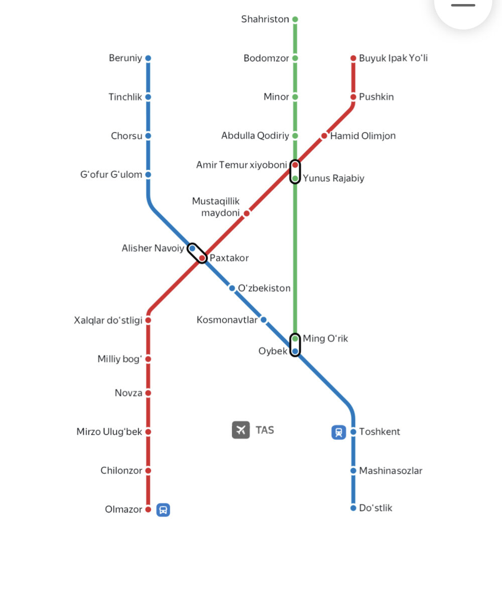 Схема ташкентского метрополитена