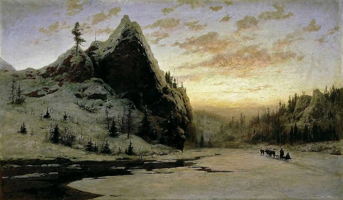 Казанцев В.Г., «На Урале», 1888, холст, масло, Иркутский ОХМ им. В.П. Сукачева
