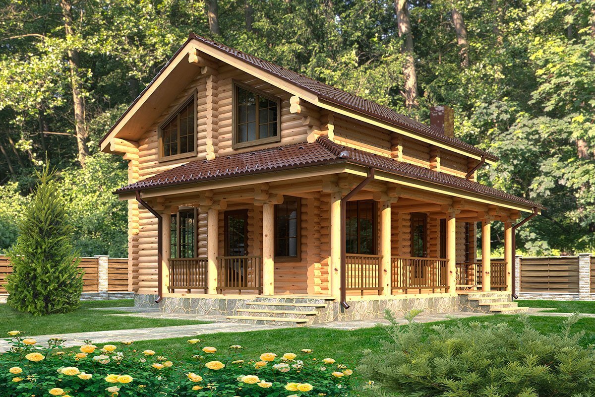 Проект S-157 дома из оцилиндрованного бревна от "Экохоум" 