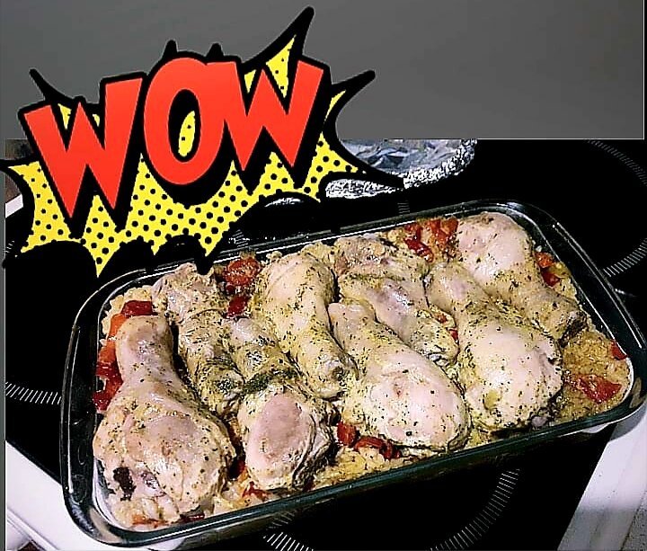 Голени с рисом и овощами