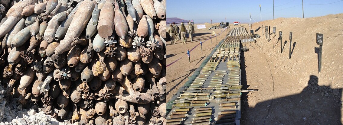 Изъятые и разминированные коалиционными силами боеприпасы.