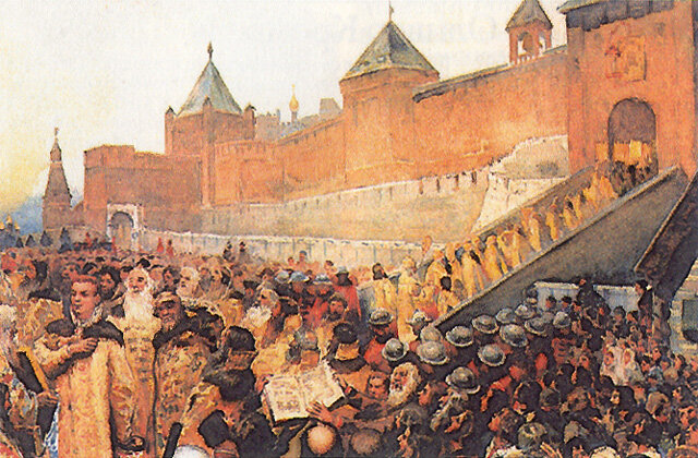 К. Ф. Лебедев. Вступление войск Лжедмитрия I в Москву