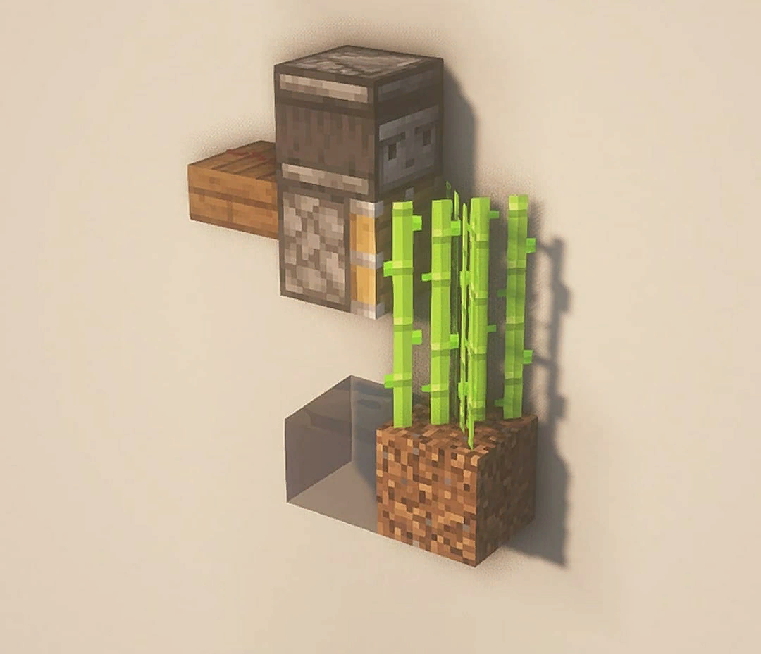 Когда трасник вырастает до 3ёх блоков то,наблюдатель активирует поршень и "спиливает" трасник 