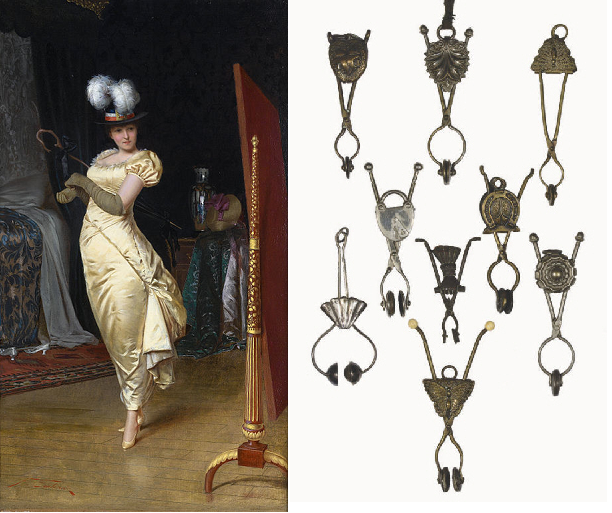 Слева - картина "Сборы на бал", Фредерик Сулакруа, кон. XIX в. (сс) Wikimedia Commons Справа - пажи XIX в. с аукциона "Кристис". (с) https://www.christies.com/