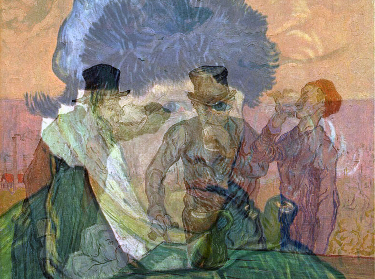Ван Гог и пьющие. "Автопортрет с перевязанным ухом и трубкой" (1889) и "Пьющие" (1890)