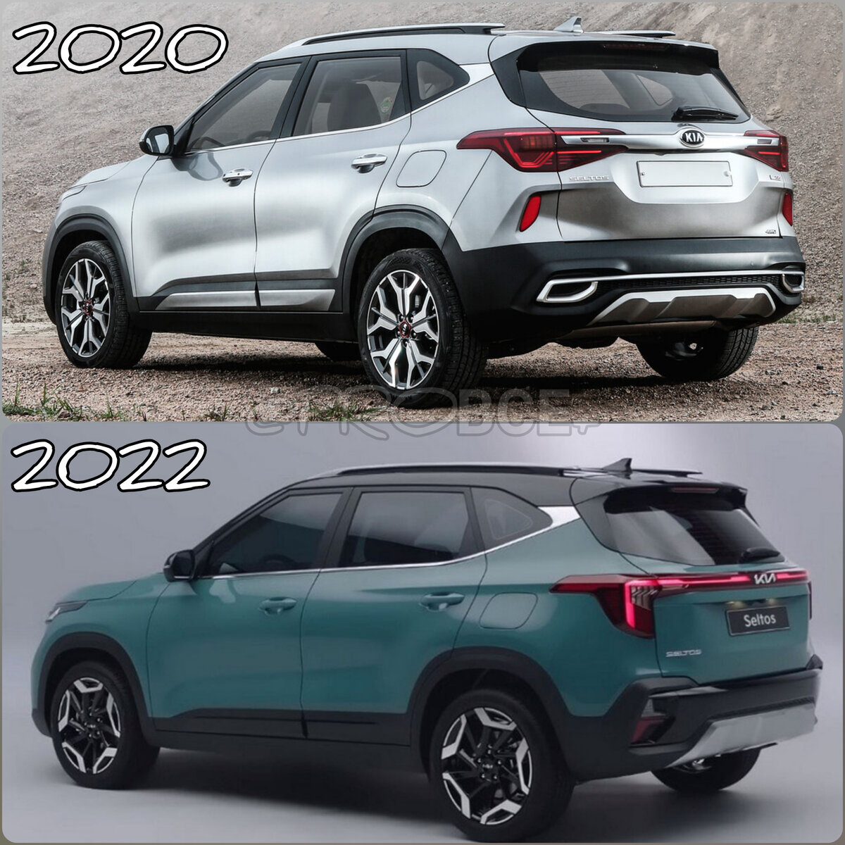 Сравнение - Kia Seltos (2020-2022) Вид: Сзади 