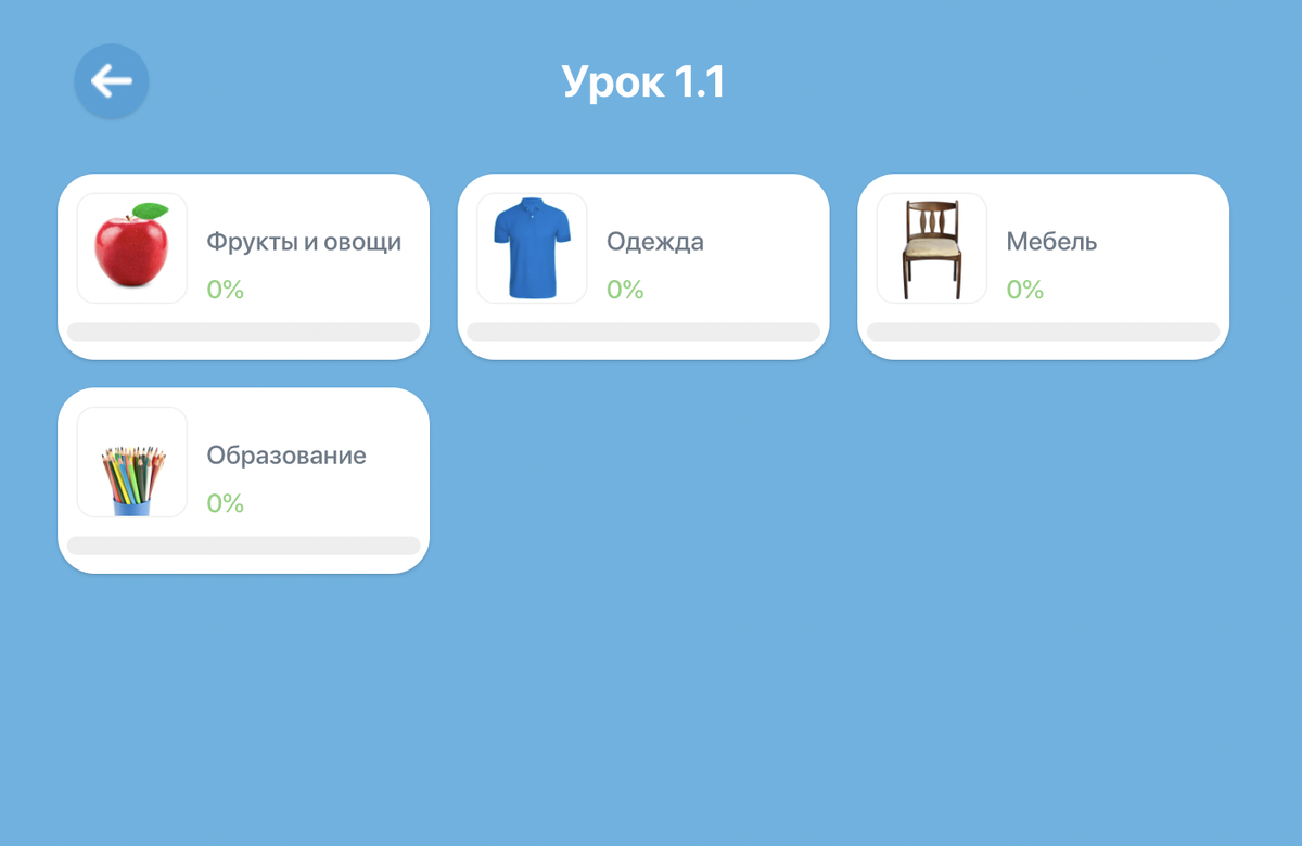 LinGo предоставляет огромный выбор карточек на различные темы - от повседневной жизни и путешествий до деловой лексики и специализированных терминов. 